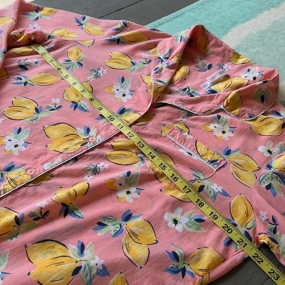Gillian & OMalley Lemon Print Long Sleeve‎ Sleepwear Pajama Top - Picture 9 of 12